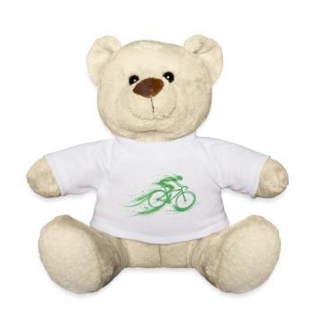 cyclist fast green bike - Teddy Bear - white - Front