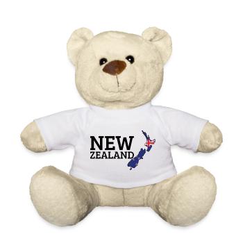 Carte terrestre de la Nouvelle-Zélande Fier Néo-Zélandais - Nounours - blanc - Devant