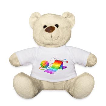 Illustration de tricot d’écharpe arc-en-ciel - Nounours - blanc - Devant