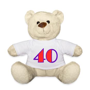 40. 40 ANS. 40e ANNIVERSAIRE. ANNIVERSAIRE 40 ANS. - Nounours - blanc - Devant