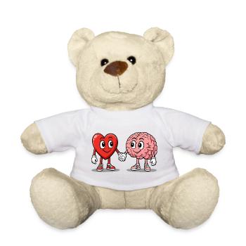 Herz und Gehirn Freundschaft - Teddy - Weiß - Vorne