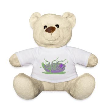 Neon Green Purple Insect - Teddy Bear - white - Front