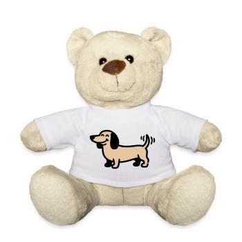 Comic du Chien Teckel Joyeux - Nounours - blanc - Devant