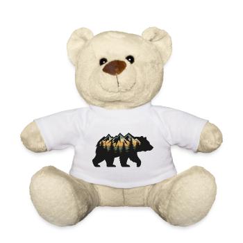 Bear Forest Mountains Silhouette Brown Bear Wilderness Grizzly - Teddy Bear - white - Front