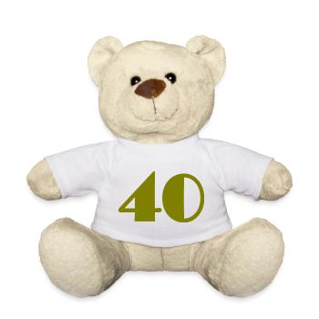40. 40 ANS. 40e ANNIVERSAIRE. ANNIVERSAIRE 40 ANS. - Nounours - blanc - Devant