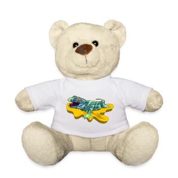 Eidechse auf neongelbem Teich - Teddy - Weiß - Vorne