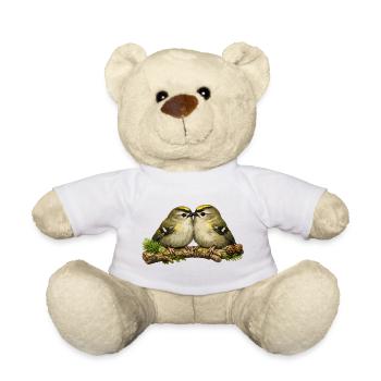Goldcrests on twig - illustration - Teddy Bear - white - Front