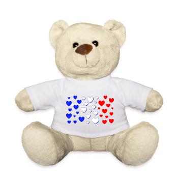 Frankreich Fahne in Herzform Herzen Franzose - Teddy - Weiß - Vorne