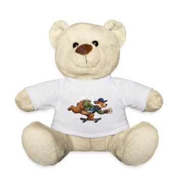 Skaterbär mit heißem Kaffee - Teddy - Weiß - Vorne