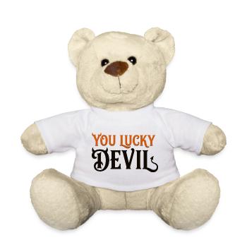 Du Glücklicher Teufel – Lustiges Teufels-Halloween-T-Shirt - Teddy - Weiß - Vorne