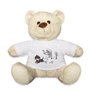 Dackel und Skelett Halloween-Jagd - Teddy - Weiß - Vorne