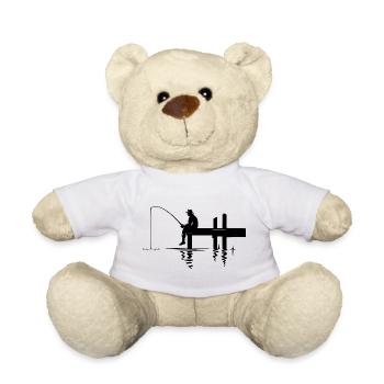 Fisherman Silhouette Nature Minimalist - Teddy Bear - white - Front