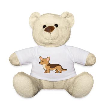 Cozy Corgi Silhouette Print - Teddy Bear - white - Front