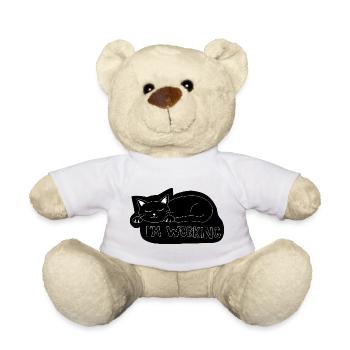 Schlafende Katze bei der Arbeit - Teddy - Weiß - Vorne