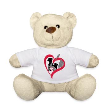 Haustiere 3 Herz groß big heart - Tierliebe Love - Teddy - Weiß - Vorne