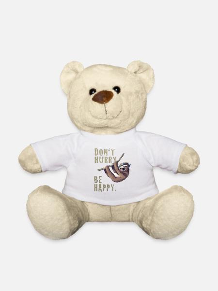 Faultier chillen sleep Slow happy Humor fun Nerd - Teddy - Weiß