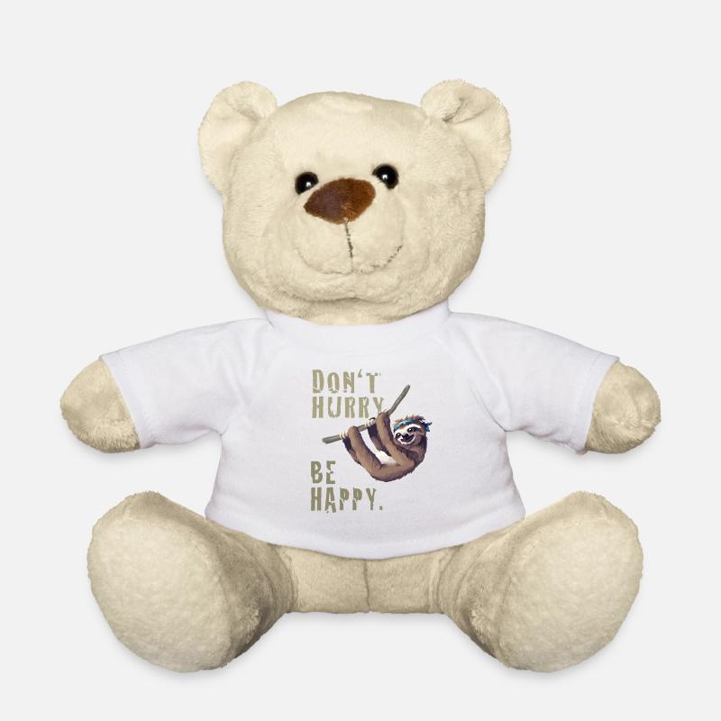 Faultier chillen sleep Slow happy Humor fun Nerd - Teddy - Weiß