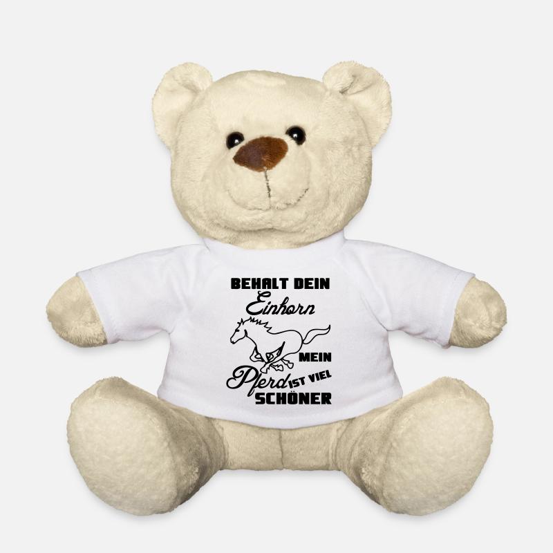 Pferd vs Einhorn Geschenk Tier lustig Spruch - Teddy - Weiß