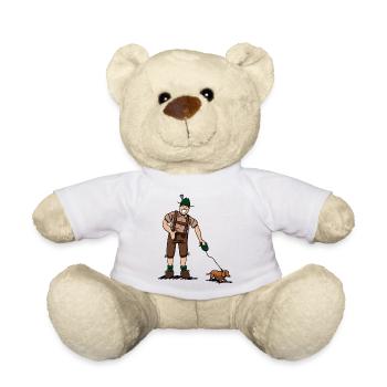 Bayer en pantalon de cuir avec teckel - Nounours - blanc - Devant
