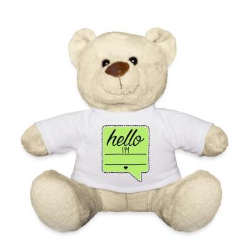 Bonjour je suis - votre nom - votre texte - baby - - Nounours - blanc - Devant