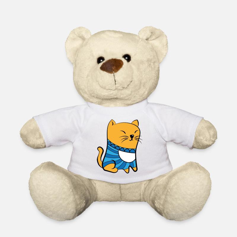 Cat with Pullover - Teddy Bear - white
