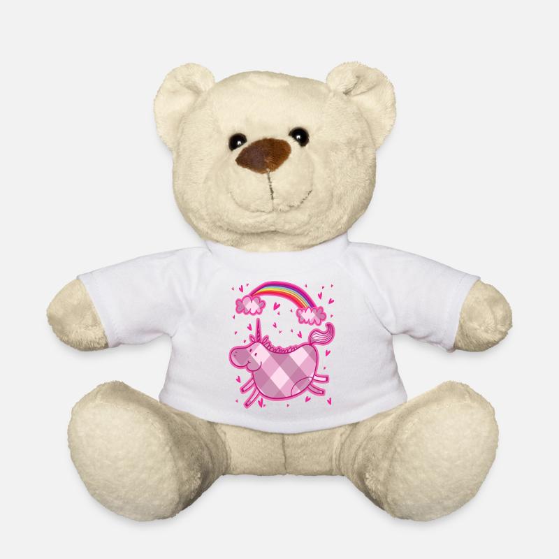 Chubby unicorn rainbow lozenge pink gift - Teddy Bear - white