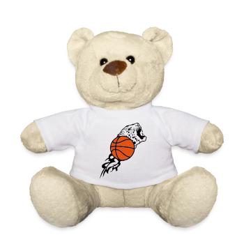 ball basketball tiger flamme1 - Teddy Bear - white - Front