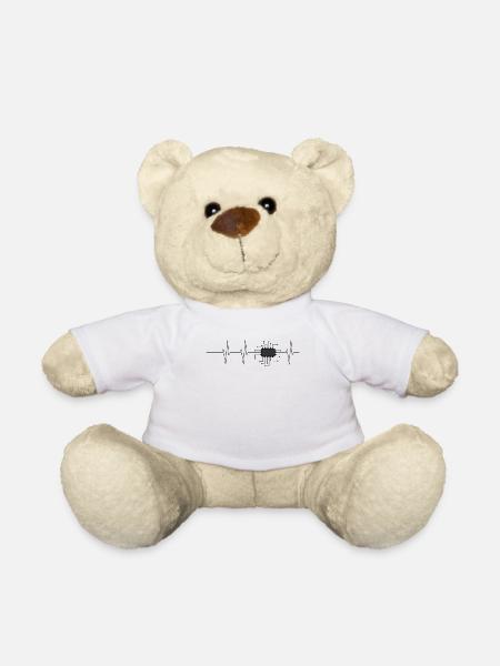 Coeur de battement de coeur de puce de processeur / idée de cadeau - Nounours - blanc