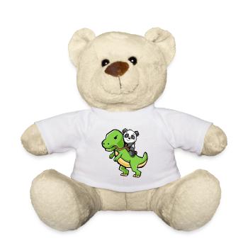 Panda, équitation, a, t-rex, dinosaure, -, rigolote, dinosaure - Nounours - blanc - Devant