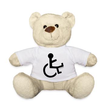 Wheelchair user with broken leg # - Teddy Bear - white - Front