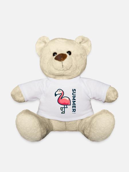 Summer again - Flamingo - Gift - Teddy Bear - white