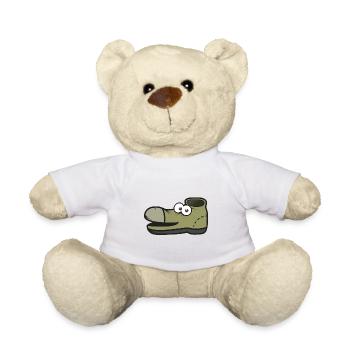 Kindershirt Schuhshirt Kindermotiv alter Schuh - Teddy - Weiß - Vorne