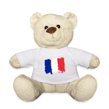France drapeau - drapeau de la France - Nounours - blanc - Devant