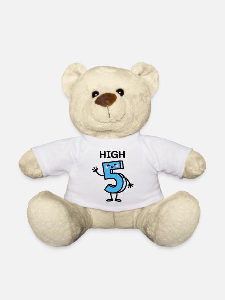 High 5 - Cartoon Nummer Geburtstag fünf Jahre alt - Teddy - Weiß