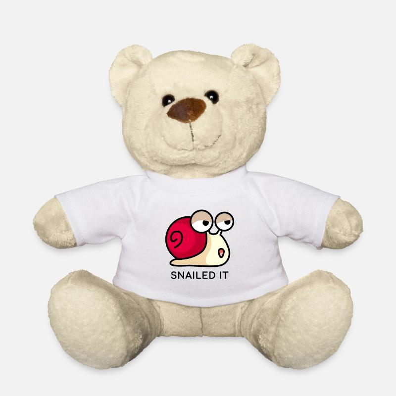 Snail Pun - Snailed It - Gift - Teddy Bear - white
