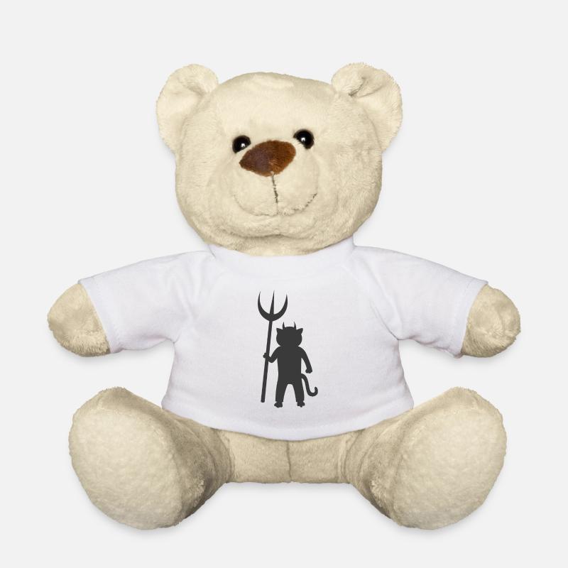 Cat dressed as devil Halloween - Teddy Bear - white