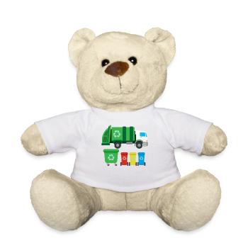Garbage Truck For Garbage Disposal Recycling I Gift Idea - Teddy Bear - white - Front