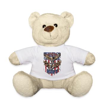 Us-Marine Veteran blaue Linie American Flag Shirt - Teddy - Weiß - Vorne