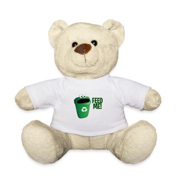 Abfalleimer Recycling Fütter mich Geschenk - Teddy - Weiß - Vorne
