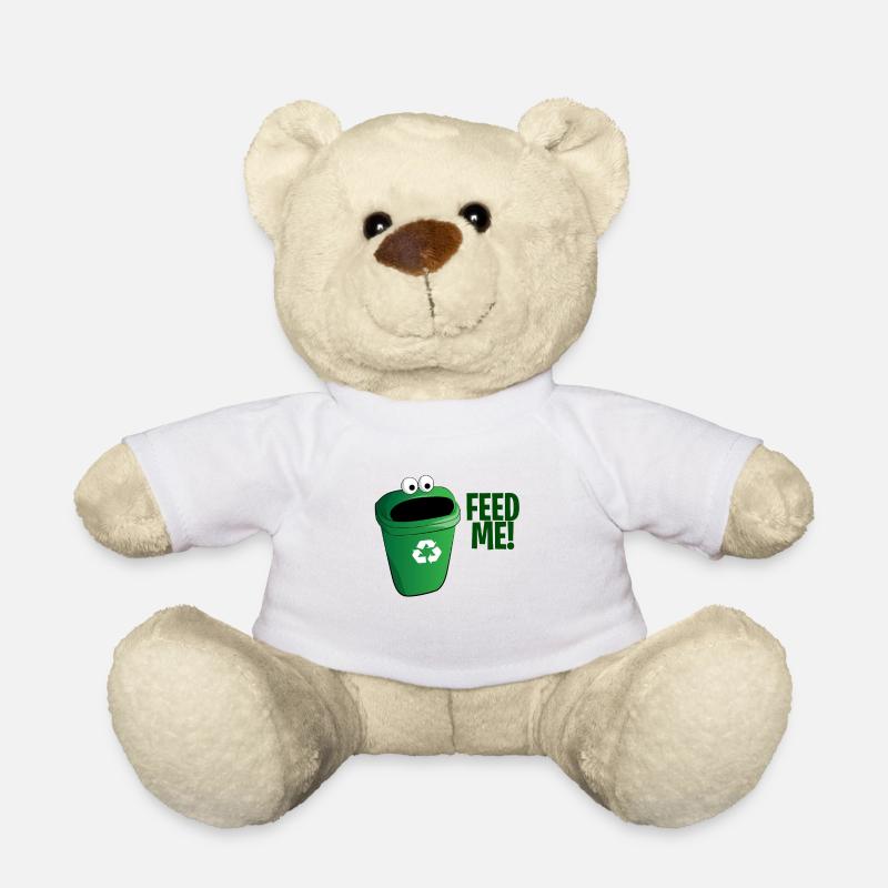 Abfalleimer Recycling Fütter mich Geschenk - Teddy - Weiß