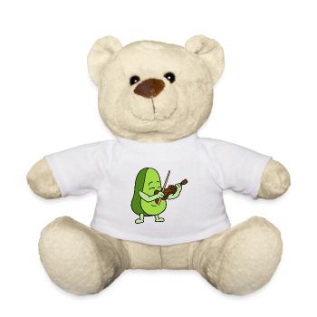 Avocado Playing The Violin - Teddy Bear - white - Front