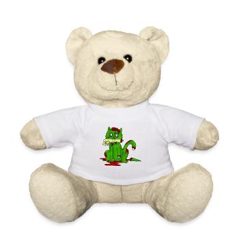 Zombie, cat, halloween, bone, gift idea - Teddy Bear - white - Front