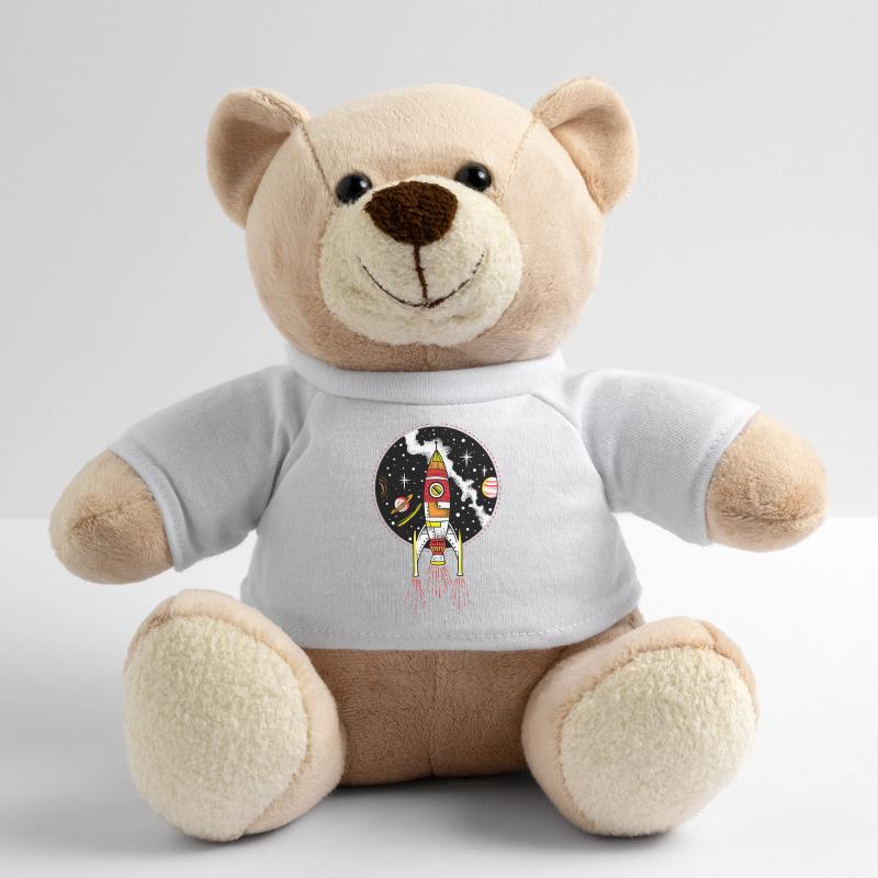 Retro rocket ship launching outer space shuttle Teddy Bear