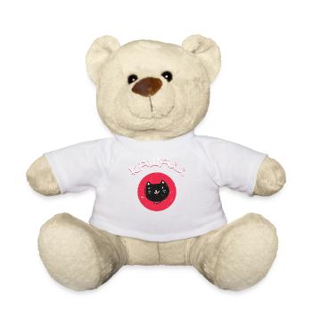 Vintage Japanese Cat "Kawaii" Anime T-Shirt - Teddy Bear - white - Front