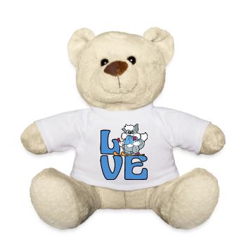 Lapin lièvre skieur ski sport d'hiver neige - Nounours - blanc - Devant