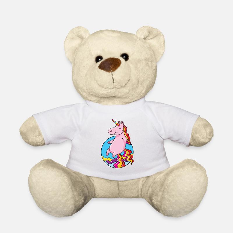 Regenbogen Einhorn Shirt - Teddy - Weiß