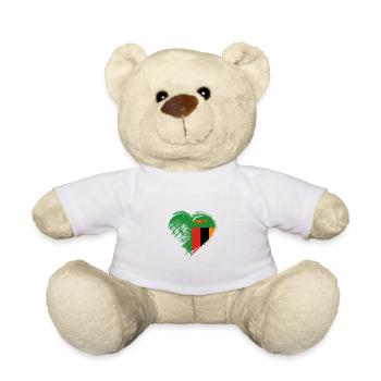 Grungy J'aime le drapeau du coeur de la Zambie - Nounours - blanc - Devant