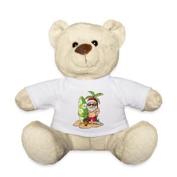 Santa Claus cartoon Christmas on the beach - Teddy Bear - white - Front