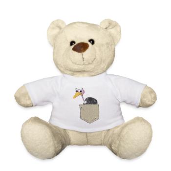 Emu drôle look usé de poche poitrine - Nounours - blanc - Devant