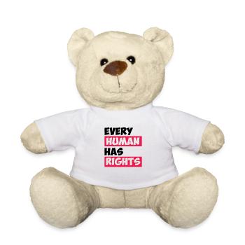 Chaque être humain a des droits, un anniversaire, un cadeau - Nounours - blanc - Devant